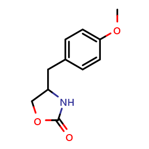 Chemical structure of 4-[(4-Methoxyphenyl)methyl]-1,3-oxazolidin-2-one , CAS 209805-22-1, AChemBlock AD265872