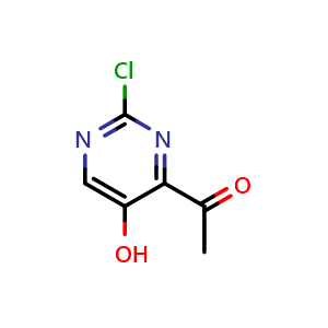 Chemical structure of 1-(2-Chloro-5-hydroxypyrimidin-4-yl)ethan-1-one , CAS 2116445-06-6, AChemBlock AD265873