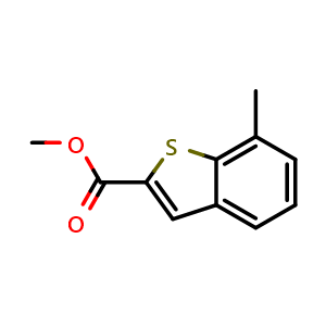 Chemical structure of 7-Methyl-benzo[b]thiophene-2-carboxylic acid methyl ester , CAS 3751-50-6, AChemBlock AD265890