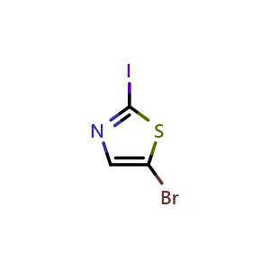 Chemical structure of 5-Bromo-2-iodothiazole , CAS 108306-64-5, AChemBlock AD265910