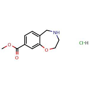 Chemical structure of Methyl 2,3,4,5-tetrahydrobenzo[f][1,4]oxazepine-8-carboxylate hydrochloride , CAS 1205750-18-0, AChemBlock AD265932