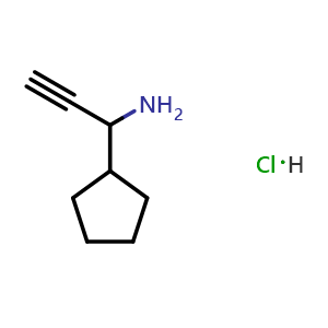 Chemical structure of 1-Cyclopentyl-2-propyn-1-amine hydrochloride , CAS 1207432-77-6, AChemBlock AD265934