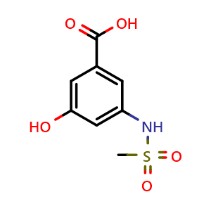Chemical structure of 3-Hydroxy-5-(methylsulfonamido)benzoic acid , CAS 1243364-91-1, AChemBlock AD265939