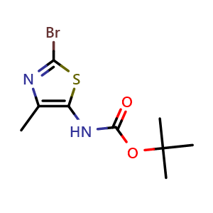 Chemical structure of 5-(Boc-amino)-2-bromo-4-methylthiazole , CAS 1255095-03-4, AChemBlock AD265942