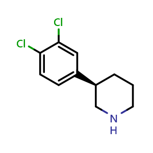 Chemical structure of (R)-3-(3,4-dichlorophenyl)piperidine , CAS 1336777-30-0, AChemBlock AD265948