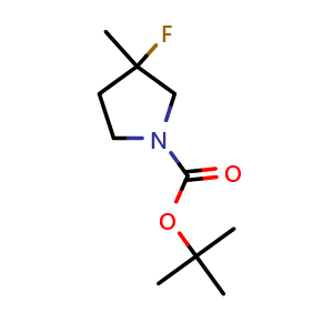 Chemical structure of 1-Boc-3-fluoro-3-methylpyrrolidine , CAS 1349903-05-4, AChemBlock AD265953