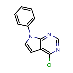 Chemical structure of 4-Chloro-7-phenyl-7H-pyrrolo[2,3-d]pyrimidine , CAS 1365627-57-1, AChemBlock AD265959