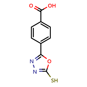 Chemical structure of 4-(5-Mercapto-1,3,4-oxadiazol-2-yl)benzoic acid , CAS 1384429-10-0, AChemBlock AD265960