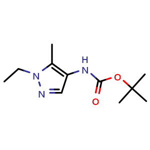 Chemical structure of N-Boc-1-ethyl-5-methyl-1H-pyrazol-4-amine , CAS 1419610-67-5, AChemBlock AD265964