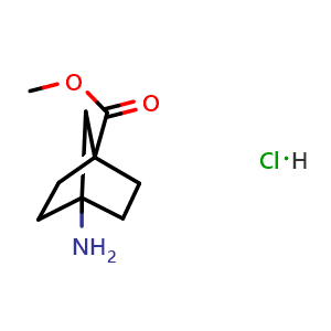 Chemical structure of Methyl 4-aminobicyclo[2.2.1]heptane-1-carboxylate hydrochloride , CAS 1544665-44-2, AChemBlock AD265979