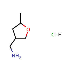 Chemical structure of (5-Methyltetrahydrofuran-3-yl)methanamine hydrochloride , CAS 165253-27-0, AChemBlock AD265987