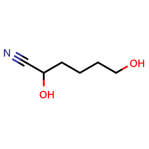 Chemical structure of 2,6-Dihydroxyhexanenitrile , CAS 17264-36-7, AChemBlock AD265989