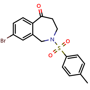Chemical structure of 8-Bromo-2-tosyl-3,4-dihydro-1H-benzo[c]azepin-5(2H)-one , CAS 1798793-64-2, AChemBlock AD265996
