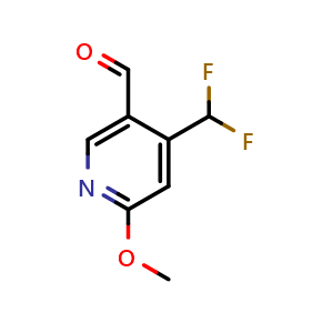 Chemical structure of 4-(Difluoromethyl)-6-methoxynicotinaldehyde , CAS 1804688-56-9, AChemBlock AD265998