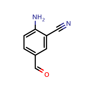 Chemical structure of 2-Amino-5-formylbenzonitrile , CAS 22782-40-7, AChemBlock AD266033