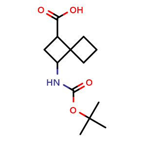 Chemical structure of 3-(Boc-amino)spiro[3.3]heptane-1-carboxylic acid , CAS 2303237-51-4, AChemBlock AD266037