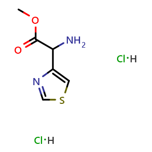 Chemical structure of Methyl 2-amino-2-(4-thiazolyl)acetate dihydrochloride , CAS 2375268-60-1, AChemBlock AD266043