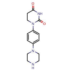 Chemical structure of 1-[4-(1-Piperazinyl)phenyl]dihydropyrimidine-2,4(1H,3H)-dione , CAS 2446913-96-6, AChemBlock AD266050