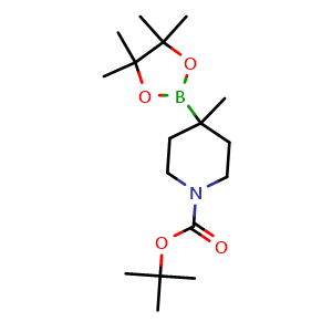 Chemical structure of 1-Boc-4-methylpiperidine-4-boronic acid pinacol ester , CAS 2490575-71-6, AChemBlock AD266051