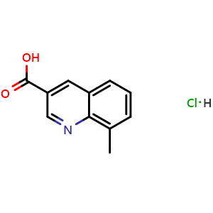 Chemical structure of 8-Methylquinoline-3-carboxylic acid hydrochloride , CAS 2731008-03-8, AChemBlock AD266063