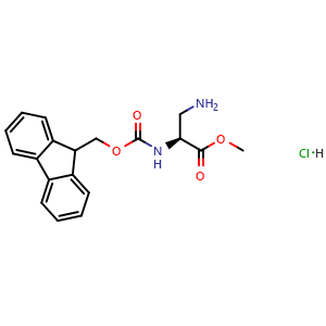 Chemical structure of Methyl (S)-2-(Fmoc-amino)-3-aminopropanoate hydrochloride , CAS 2755783-70-9, AChemBlock AD266068