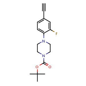 Chemical structure of 1-Boc-4-(4-ethynyl-2-fluorophenyl)piperazine , CAS 2758519-21-8, AChemBlock AD266070