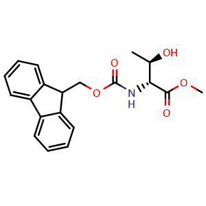 Chemical structure of Methyl (2R,3R)-2-(Fmoc-amino)-3-hydroxybutanoate , CAS 2763888-41-9, AChemBlock AD266073