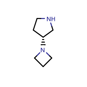 Chemical structure of (R)-3-(Azetidin-1-yl)pyrrolidine , CAS 2770853-95-5, AChemBlock AD266077