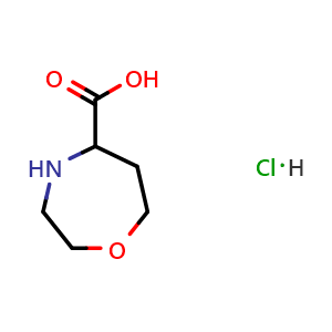 Chemical structure of 1,4-Oxazepane-5-carboxylic acid hydrochloride , CAS 2866317-52-2, AChemBlock AD266086