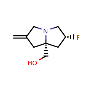 Chemical structure of [(2R,7aR)-2-Fluoro-6-methylenehexahydro-1H-pyrrolizin-7a-yl]methanol , CAS 2892510-87-9, AChemBlock AD266090