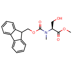 Chemical structure of Methyl (S)-2-[Fmoc-(methyl)amino]-3-hydroxypropanoate , CAS 2973756-20-4, AChemBlock AD266096
