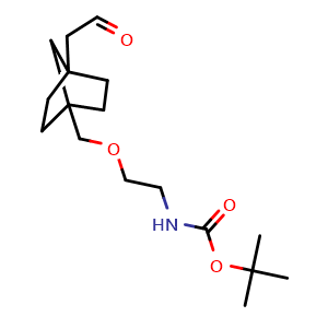 Chemical structure of 2-[4-[[2-(Boc-amino)ethoxy]methyl]bicyclo[2.2.1]heptan-1-yl]acetaldehyde , CAS 3023005-33-3, AChemBlock AD266099