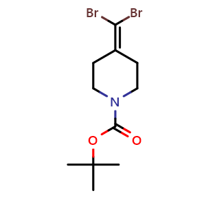 Chemical structure of 1-Boc-4-(dibromomethylene)piperidine , CAS 305794-65-4, AChemBlock AD266104