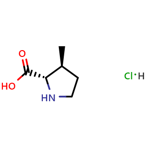 Chemical structure of (2S,3S)-3-Methylpyrrolidine-2-carboxylic acid hydrochloride , CAS 364750-86-7, AChemBlock AD266108