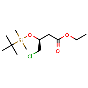 Chemical structure of Ethyl (S)-3-[(tert-Butyldimethylsilyl)oxy]-4-chlorobutanoate , CAS 390816-43-0, AChemBlock AD266109
