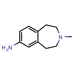 Chemical structure of 3-Methyl-2,3,4,5-tetrahydro-1H-benzo[d]azepin-7-amine , CAS 46186-51-0, AChemBlock AD266115