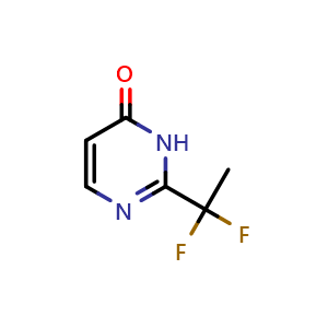 Chemical structure of 2-(1,1-Difluoroethyl)pyrimidin-4(3H)-one , CAS 463337-57-7, AChemBlock AD266116