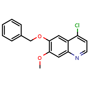 Chemical structure of 6-(Benzyloxy)-4-chloro-7-methoxyquinoline , CAS 516526-43-5, AChemBlock AD266120