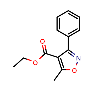 Chemical structure of Ethyl 5-methyl-3-phenylisoxazole-4-carboxylate , CAS 1143-82-4, AChemBlock AD266182