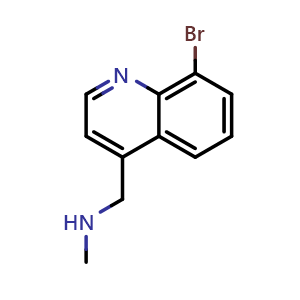 Chemical structure of 1-(8-Bromoquinolin-4-yl)-N-methylmethanamine , CAS 1190322-58-7, AChemBlock AD266188