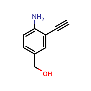 Chemical structure of (4-Amino-3-ethynylphenyl)methanol , CAS 1195902-15-8, AChemBlock AD266190