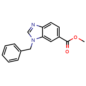 Chemical structure of Methyl 1-benzyl-1H-benzo[d]imidazole-5-carboxylate , CAS 1199773-31-3, AChemBlock AD266191