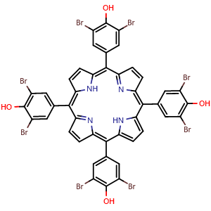 Chemical structure of Tetra(3,5-dibromo-4-hydroxyphenyl)porphyrin , CAS 125299-79-8, AChemBlock AD266206