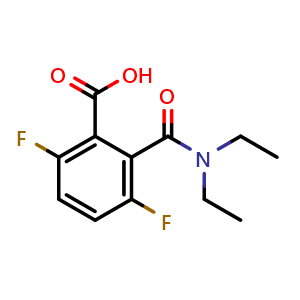 Chemical structure of N,N-Diethyl-3,6-difluorophthalamic acid , CAS 131401-56-4, AChemBlock AD266223