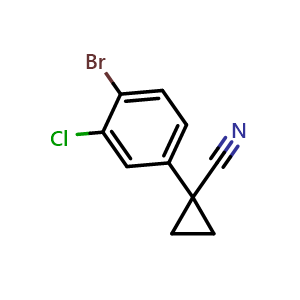 Chemical structure of 1-(4-Bromo-2-fluorophenyl)cyclopropane-1-carbonitrile , CAS 1314776-50-5, AChemBlock AD266225