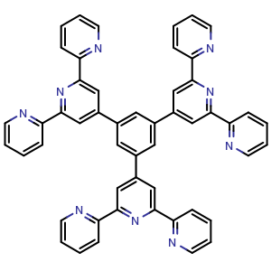Chemical structure of 4-[3,5-Bis(2,6-dipyridin-2-ylpyridin-4-yl)phenyl]-2,6-dipyridin-2-ylpyridine , CAS 142030-40-8, AChemBlock AD266238