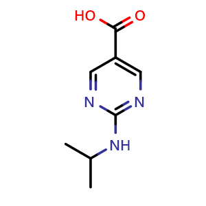 Chemical structure of 2-(Isopropylamino)pyrimidine-5-carboxylic acid , CAS 148741-64-4, AChemBlock AD266251