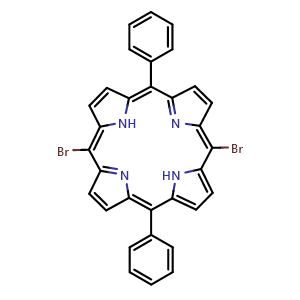Chemical structure of 5,15-Dibromo-10,20-diphenylporphine , CAS 151256-86-9, AChemBlock AD266253