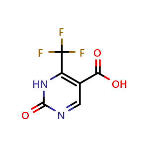 Chemical structure of 2-Hydroxy-4-(trifluoromethyl)pyrimidine-5-carboxylic acid , CAS 154934-95-9, AChemBlock AD266258
