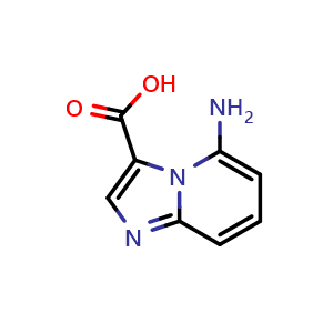 Chemical structure of 5-Aminoimidazo[1,2-a]pyridine-3-carboxylic acid , CAS 1557342-69-4, AChemBlock AD266260